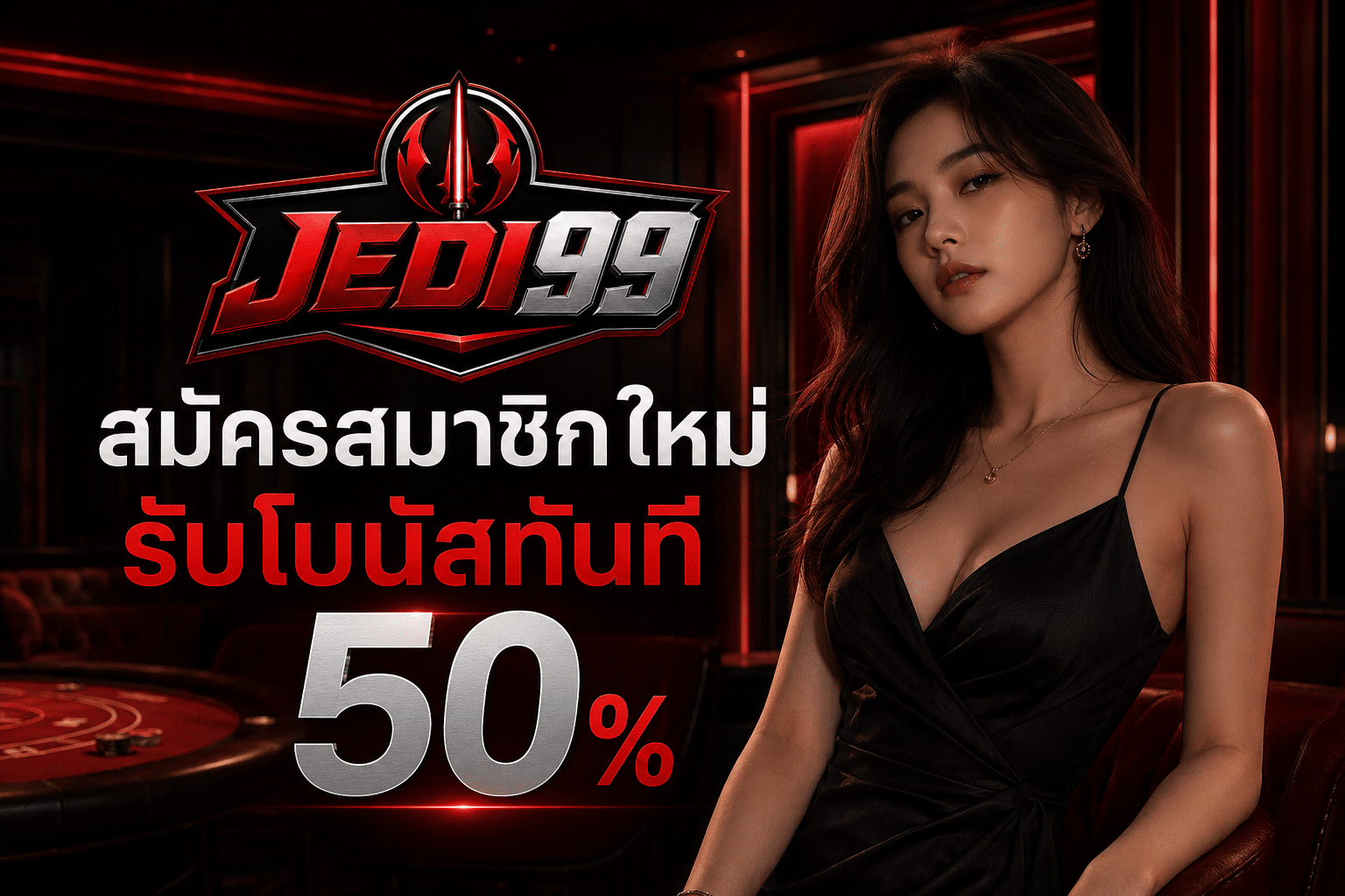 สมัครสมาชิกใหม่รับโบนัสทันที 50 %