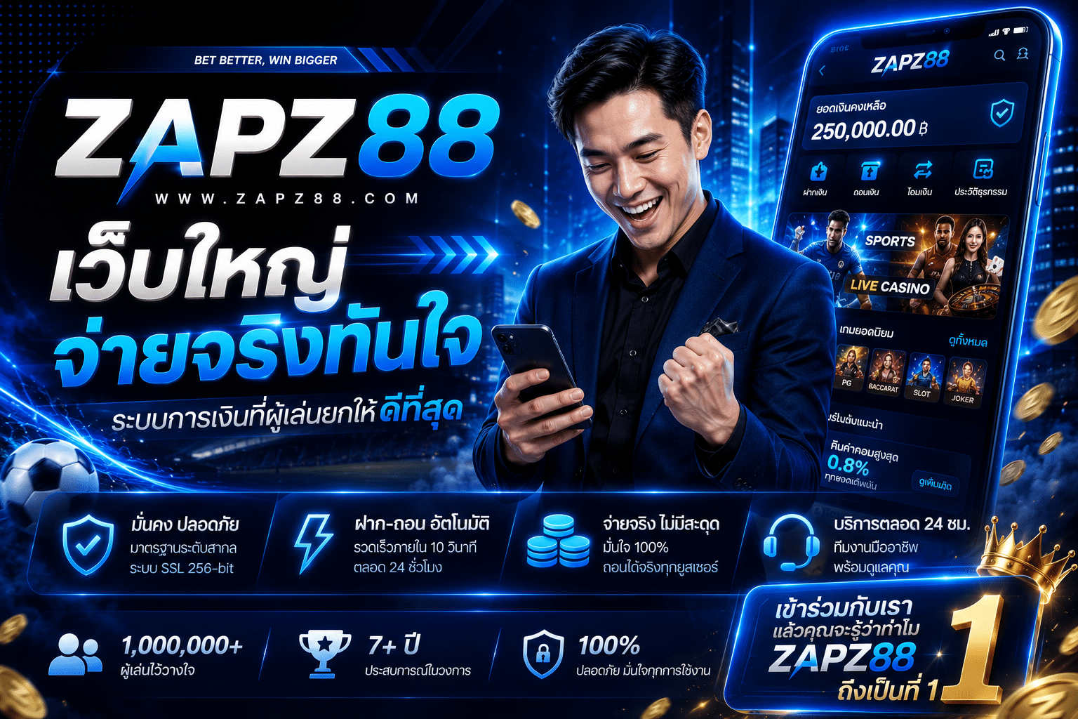 ZAPZ88 เว็บใหญ่ จ่ายจริงทันใจ ระบบการเงินที่ผู้เล่นยกให้ดีที่สุด
